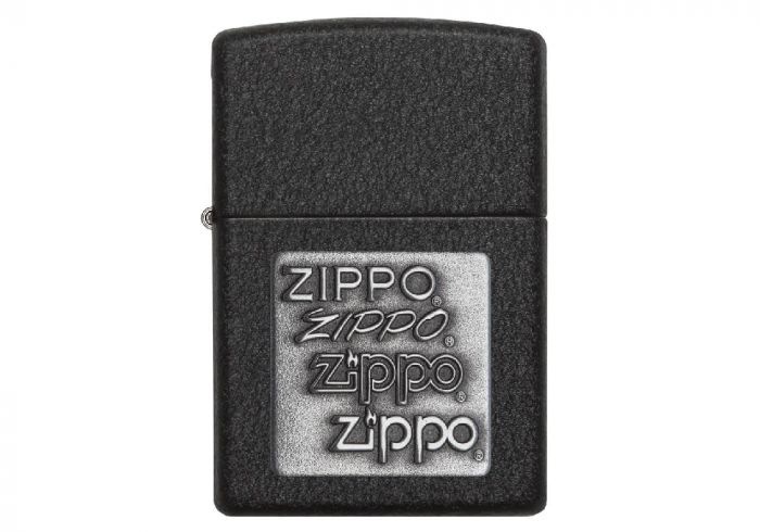Zippo Black Crackle® Silver w/ logo